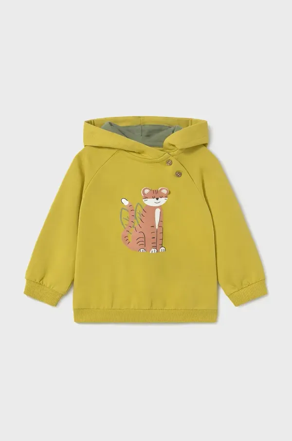 Mayoral Pulover za dojenčka Mayoral zelena barva, s kapuco, 1467