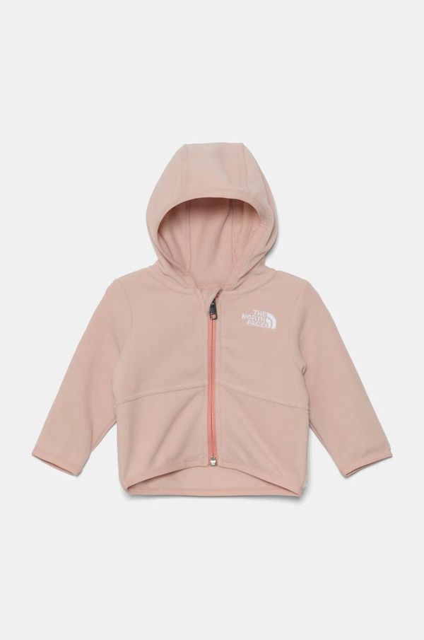 The North Face Pulover za dojenčka The North Face BABGLACIER F/Z HOODIE roza barva, s kapuco, NF0A8B1ALK61