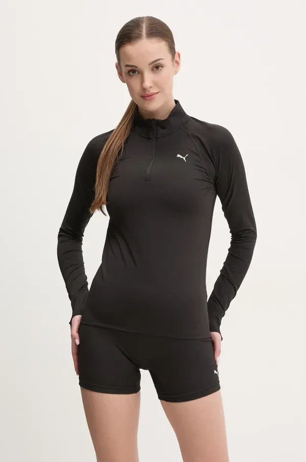 Puma Pulover za tek Puma Velocity Cloudspun črna barva, 526650