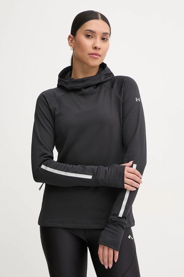 Under Armour Pulover za tek Under Armour Launch Cold Weather črna barva, s kapuco, 1386350