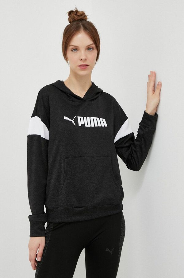 Puma Pulover za vadbo Puma Fit Tech črna barva, s kapuco