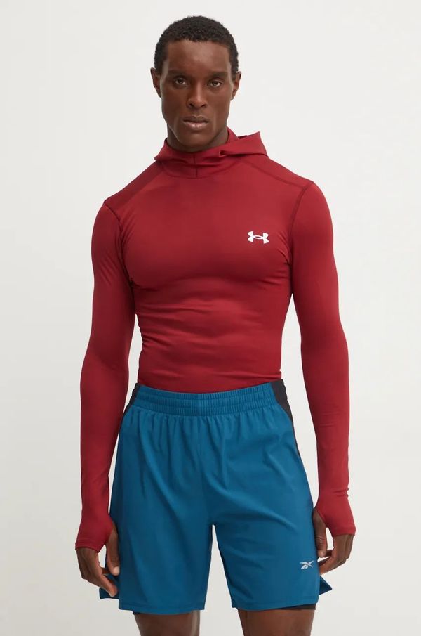 Under Armour Pulover za vadbo Under Armour ColdGear Elite bordo barva, s kapuco, 1386944