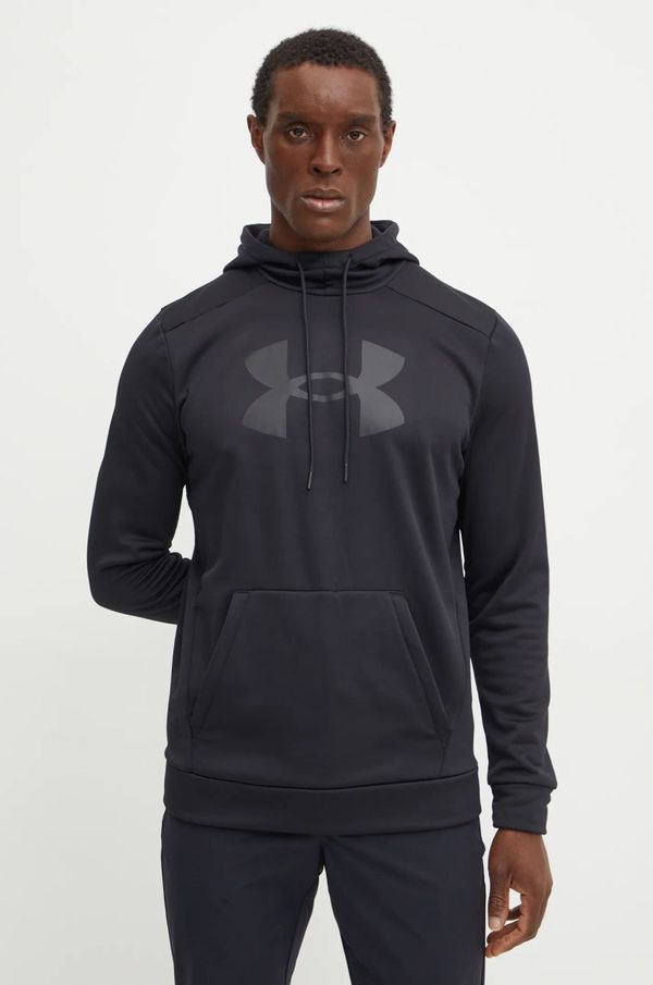 Under Armour Pulover za vadbo Under Armour črna barva, s kapuco