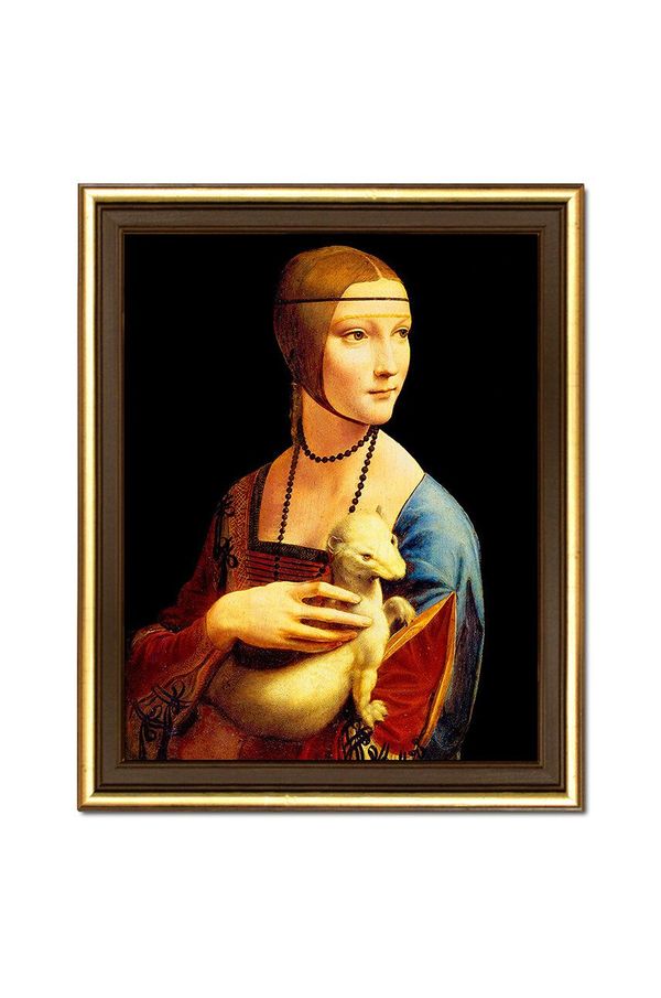 Inne Reprodukcija na platnu v okvirju Leonardo Da Vinci, Dama z gronostajem 24 x 29 cm