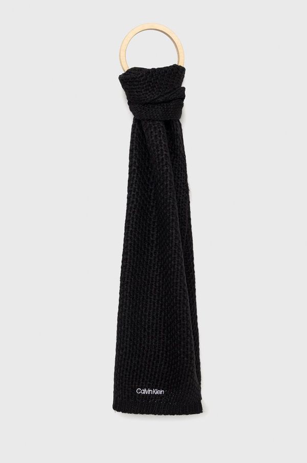 Calvin Klein Šal s primesjo volne Calvin Klein črna barva