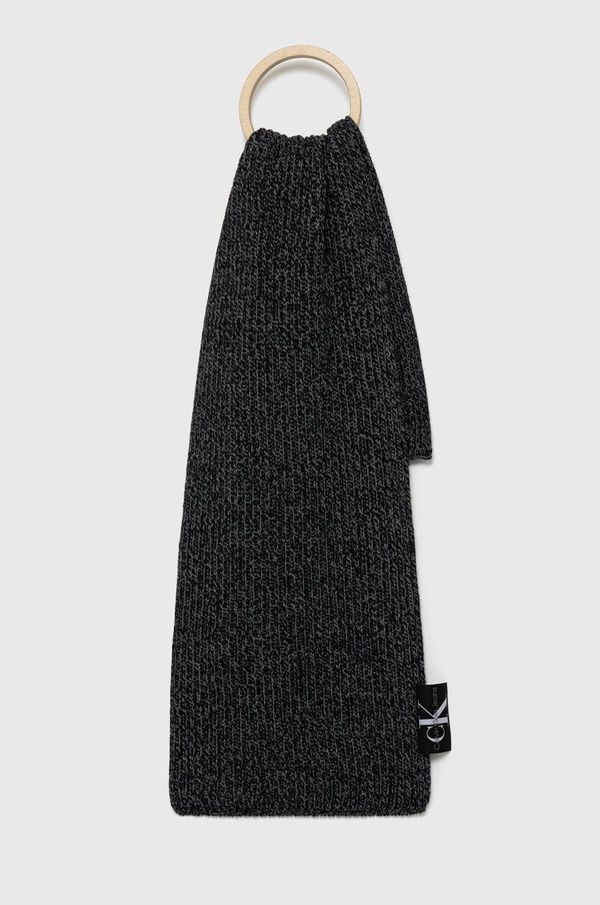 Calvin Klein Jeans Šal s primesjo volne Calvin Klein Jeans črna barva