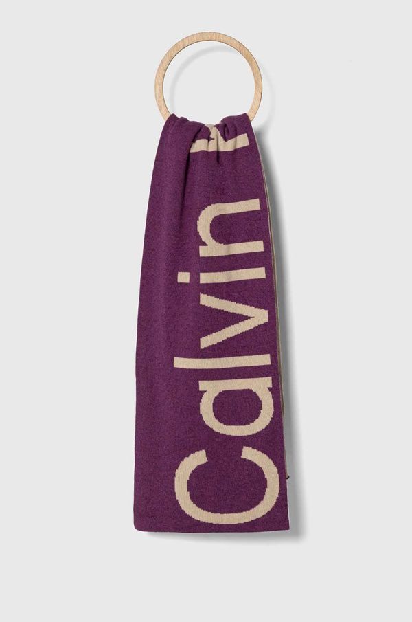 Calvin Klein Jeans Šal s primesjo volne Calvin Klein Jeans vijolična barva