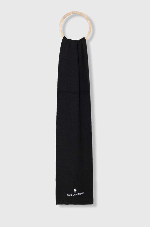 Karl Lagerfeld Šal s primesjo volne Karl Lagerfeld črna barva