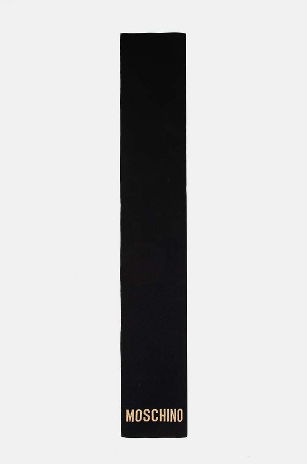Moschino Šal s primesjo volne Moschino črna barva, M3133 30718
