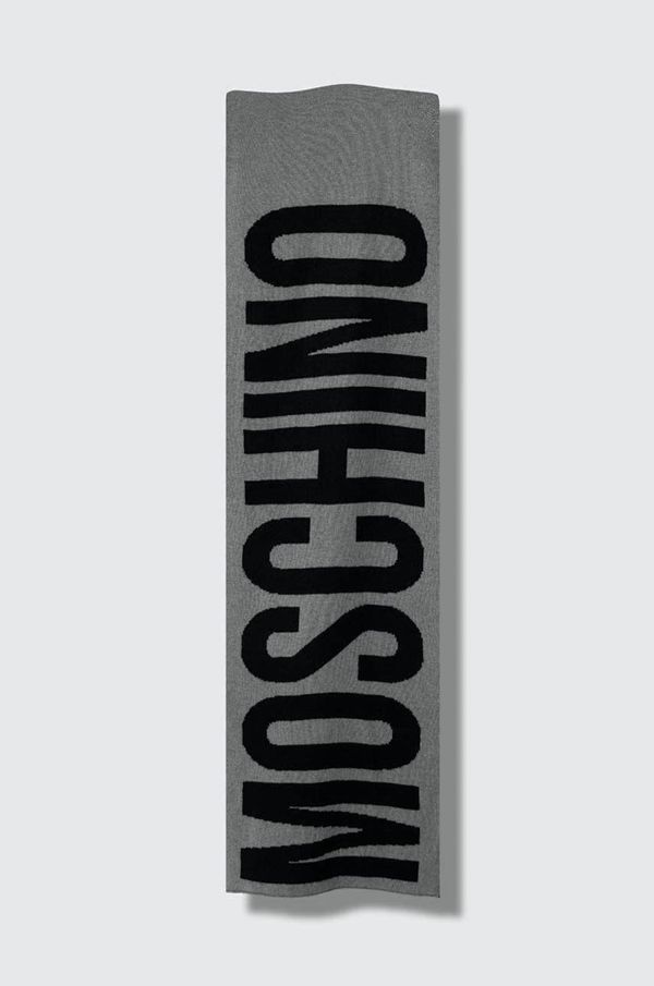 Moschino Šal s primesjo volne Moschino siva barva