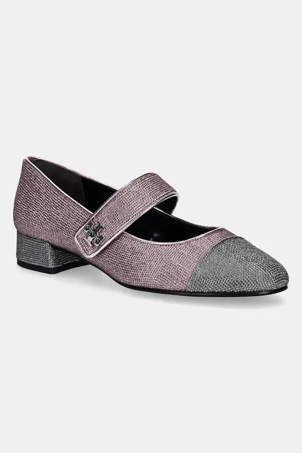 Tory Burch Salonarji iz semiša Tory Burch Cap-Toe Mary Jane Pave Heel Ballet