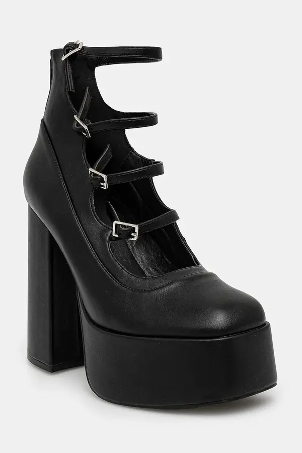 Koi Footwear Salonarji Koi Footwear GURREN BLACK STRAPPY PLATFORM HEELS