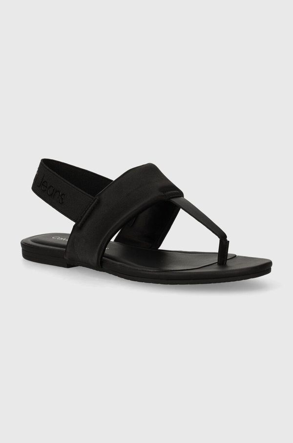 Calvin Klein Jeans Sandali Calvin Klein Jeans FLAT SANDAL TOEPOST DC ženski, črna barva, YW0YW01344