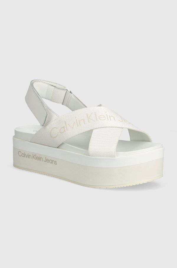 Calvin Klein Jeans Sandali Calvin Klein Jeans FLATFORM SANDAL SLING IN MR ženski, bela barva, YW0YW01362