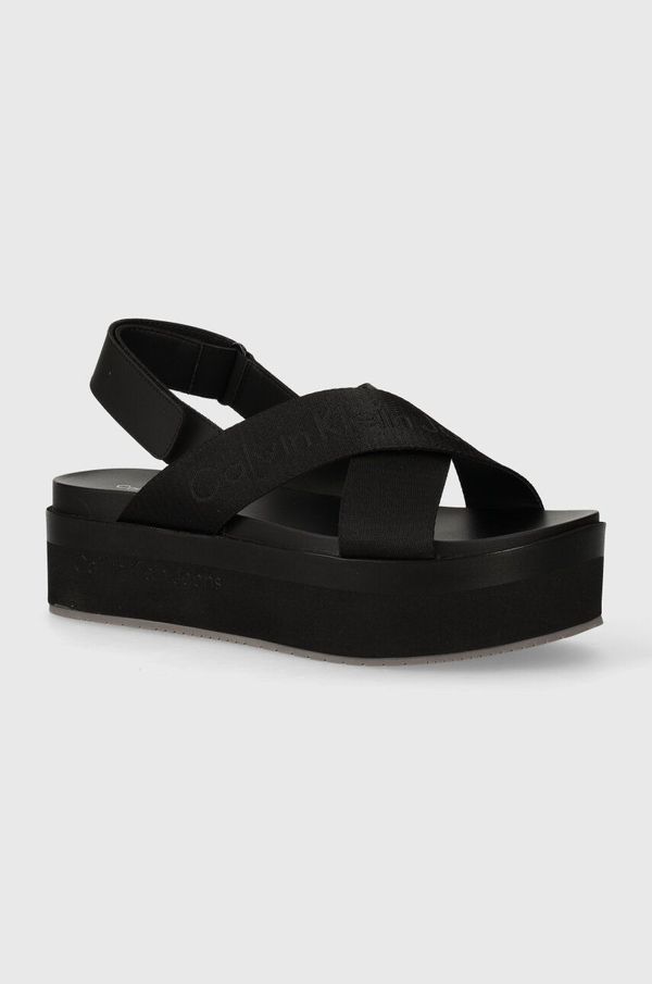 Calvin Klein Jeans Sandali Calvin Klein Jeans FLATFORM SANDAL SLING IN MR ženski, črna barva, YW0YW01362