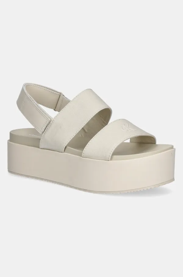 Calvin Klein Jeans Sandali Calvin Klein Jeans FLATFORM SANDAL SLING IN ženski, bež barva, YW0YW01788