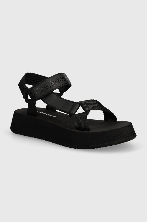 Calvin Klein Jeans Sandali Calvin Klein Jeans SANDAL VELCRO WEBBING DC ženski, črna barva, YW0YW01353