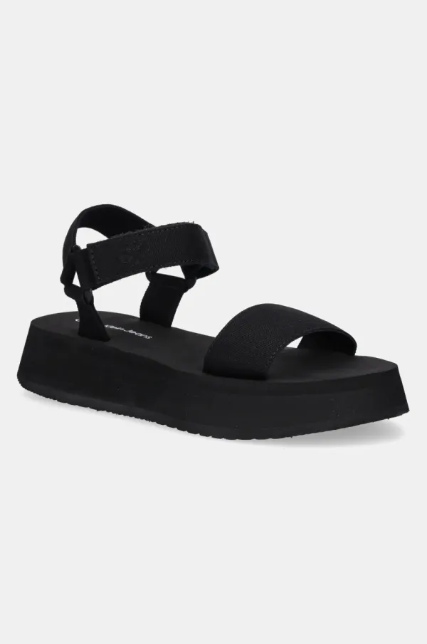 Calvin Klein Jeans Sandali Calvin Klein Jeans SANDAL VELCRO WEBBING MG ženski, črna barva, YW0YW01693