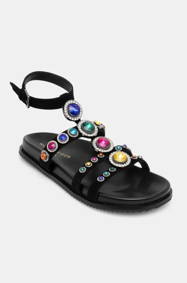 Kurt Geiger London Sandali iz semiša Kurt Geiger London Octavia Flexi Gladiator ženski, črna barva, 4369009209