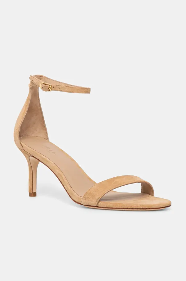 Lauren Ralph Lauren Sandali iz semiša Lauren Ralph Lauren Allie Mid bež barva, 802959175004