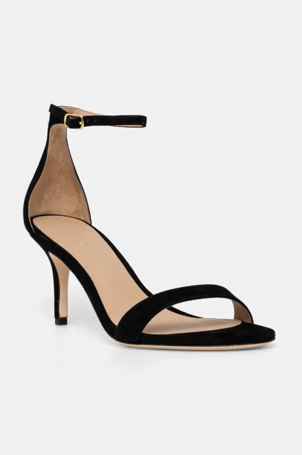 Lauren Ralph Lauren Sandali iz semiša Lauren Ralph Lauren Allie Mid črna barva, 802959175001