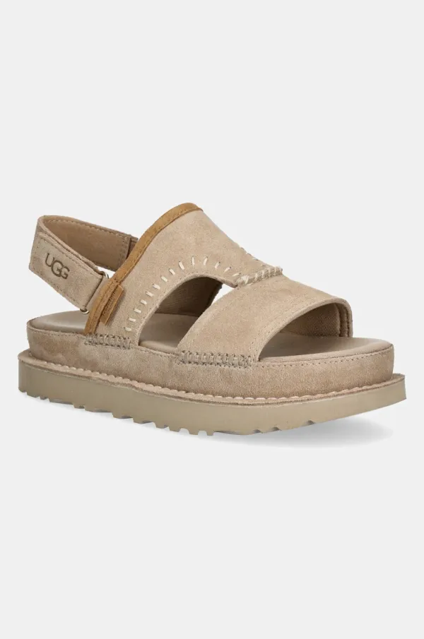 Ugg Sandali iz semiša UGG Goldenstar Regenerate ženski, bež barva, 1167369-SAN