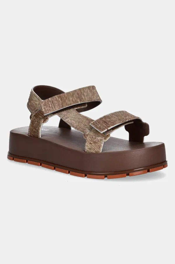 Melissa Sandali Melissa FLOWING PLATFORM DENIM ženski, rjava barva, M 36132