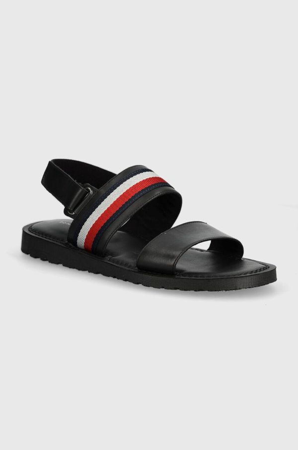 Tommy Hilfiger Sandali Tommy Hilfiger CORE LTH STRAPPY SANDAL moški, črna barva, FM0FM05009