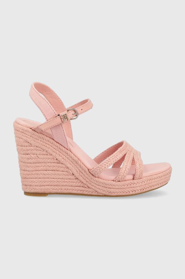 Tommy Hilfiger Sandali Tommy Hilfiger ESSENTIAL WEDGE SANDAL ženski, roza barva, FW0FW07159