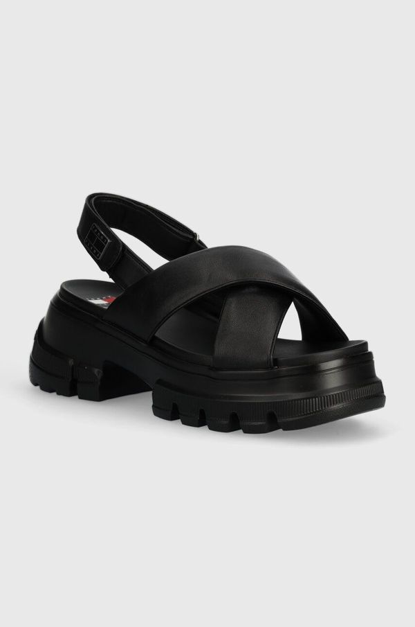 Tommy Jeans Sandali Tommy Jeans TJW CHUNKY CITY SANDAL ženski, črna barva, EN0EN02525