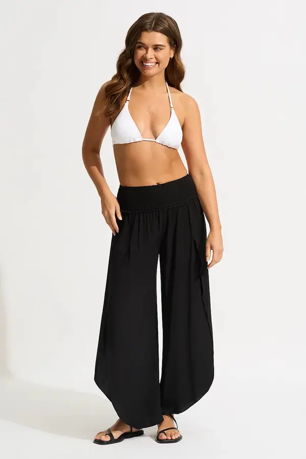 Seafolly Seafolly baggy hlače ženske viskozne Shirred Waist Wrap