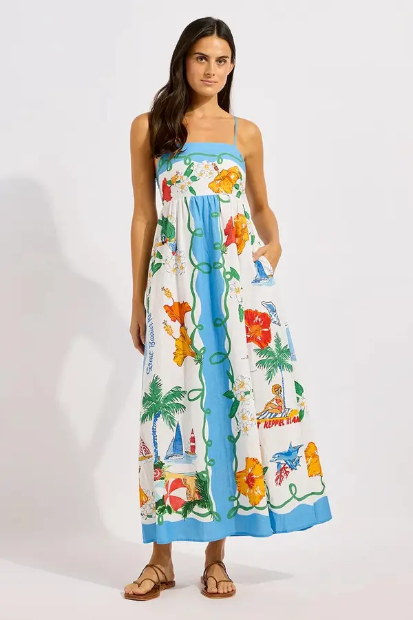 Seafolly Seafolly poletna obleka z lanom Maxi