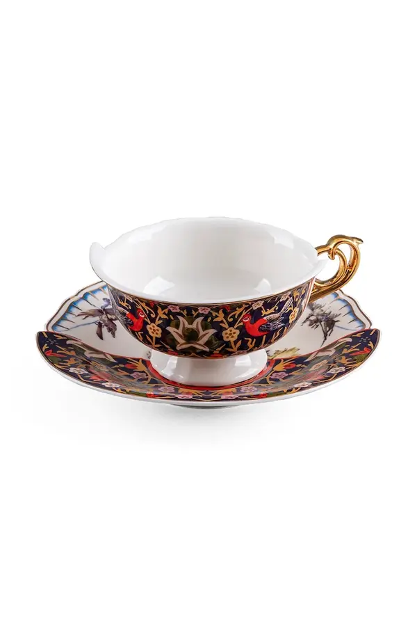 Seletti Seletti skodelica s podstavkom iz porcelana 15 x 10,8 x 8 cm