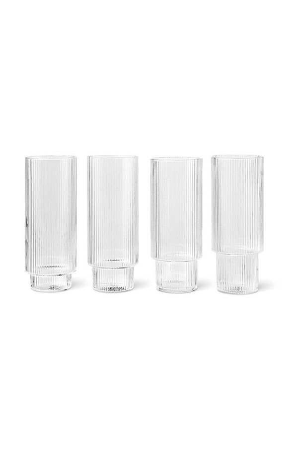 ferm LIVING Set kozarcev za pijačo ferm LIVING Ripple Long Drink Glasses 4-pack