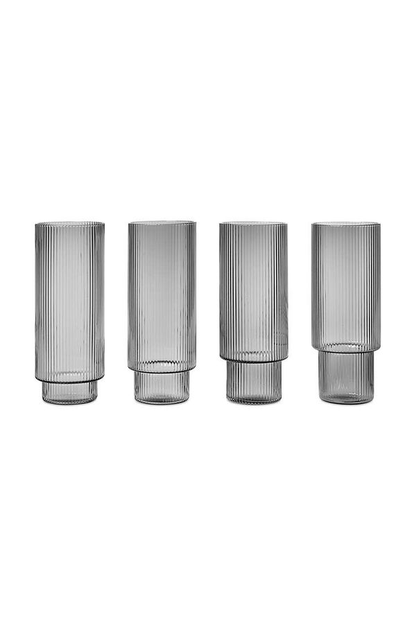 ferm LIVING Set kozarcev za pijačo ferm LIVING Ripple Long Drink Glasses 4-pack