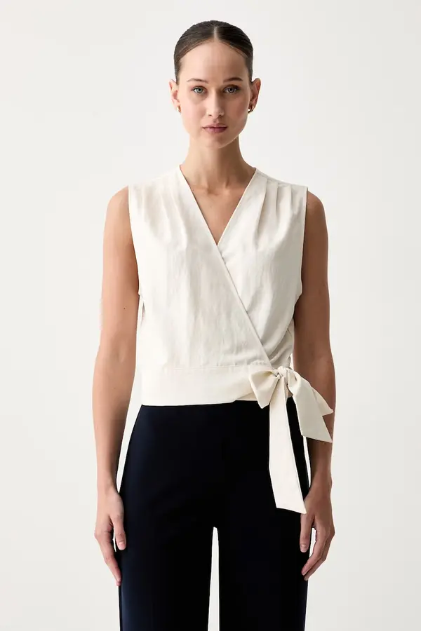 Sisley Sisley bluza na preklop ženska z viskozo