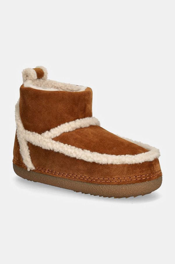 Inuikii Snežke iz semiša Inuikii Classic Shearling Low rjava barva, 75101-009
