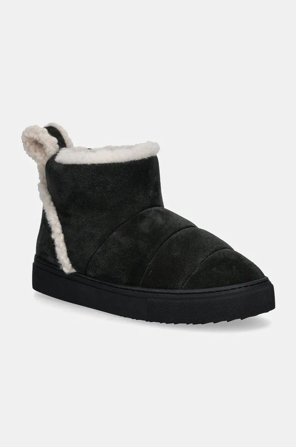 Inuikii Snežke iz semiša Inuikii Shearling Slipin črna barva, 75202-010