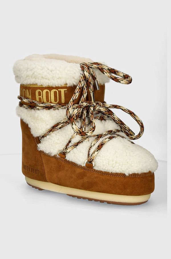 Moon Boot Snežke iz semiša Moon Boot MB ICON LOW SHEARLING rjava barva, 80D1409580 MA03