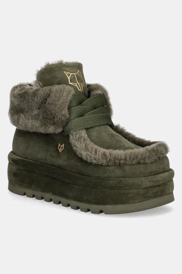 Naked Wolfe Snežke iz semiša Naked Wolfe Bambi zelena barva, Bambi Suede Shearling Dark Olive