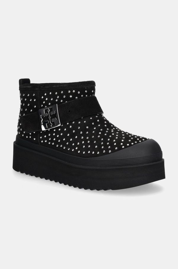 Tory Burch Snežke iz semiša Tory Burch Mellow Shearling Stud Platform Boot črna barva, 165420-006