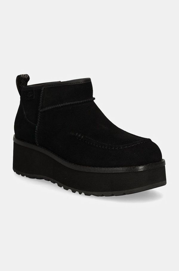 Ugg Snežke iz semiša UGG Cityfunc Ultra Mini črna barva, 1158193-BLK