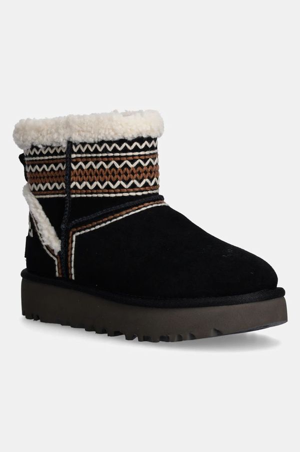 Ugg Snežke iz semiša UGG Classic Mini Atherson črna barva, 1158281-BLK