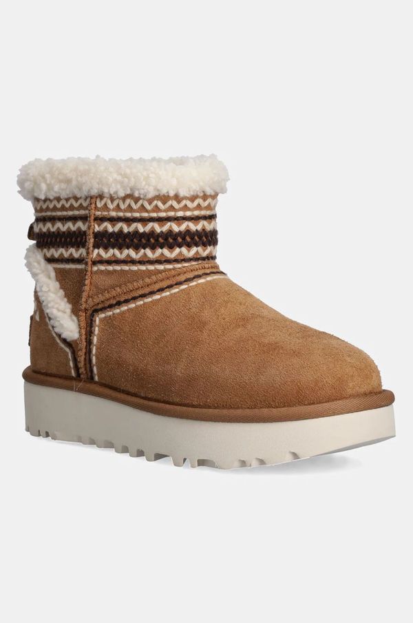 Ugg Snežke iz semiša UGG Classic Mini Atherson rjava barva, 1158281-CHE