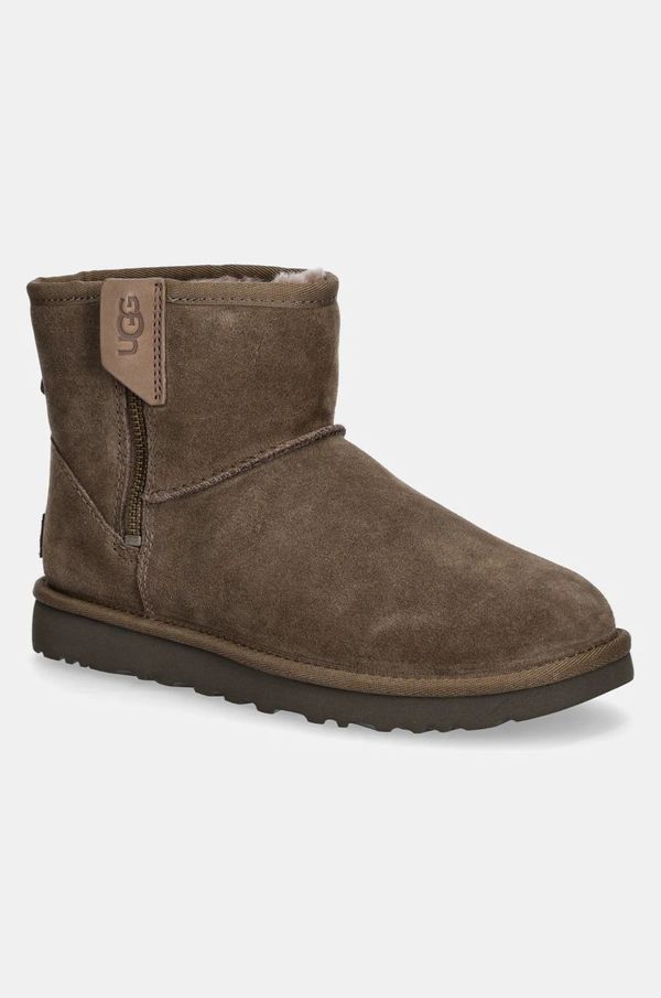 Ugg Snežke iz semiša UGG Classic Mini Bailey Zip rjava barva, 1151230-HCK