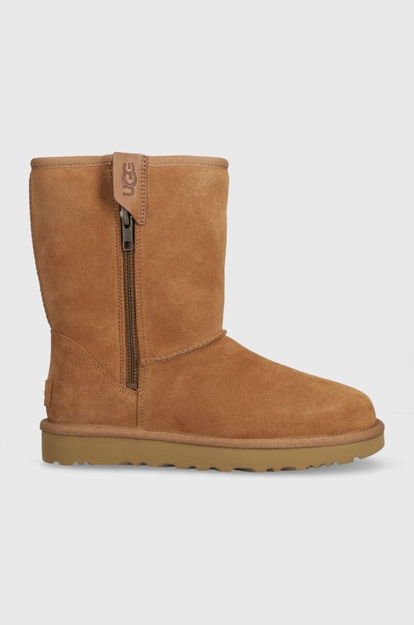 Ugg Snežke iz semiša UGG Classic Short Bailey Zip rjava barva, 1144043