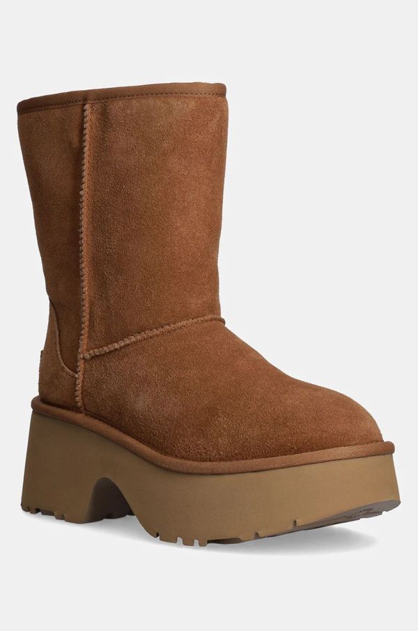 Ugg Snežke iz semiša UGG Classic Short New Heights ženske, rjava barva, 1158310-CHE