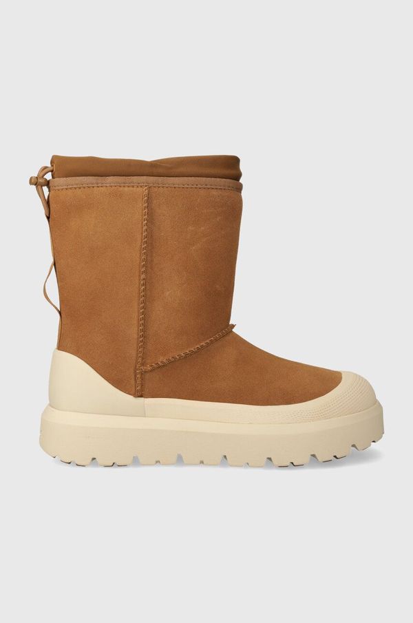 Ugg Snežke iz semiša UGG Classic Short Weather Hybrid moške, rjava barva, 1143992