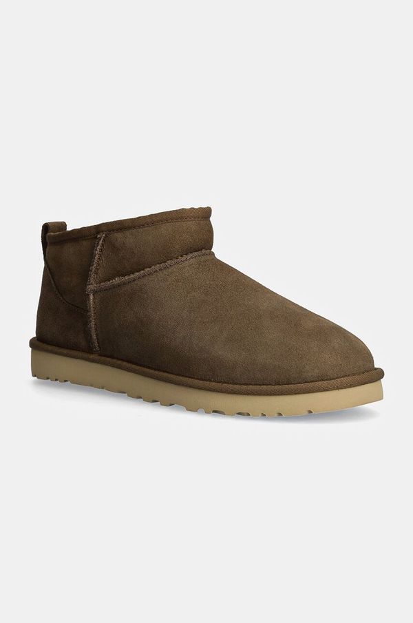 Ugg Snežke iz semiša UGG Classic Ultra Mini rjava barva, 1137391-HCK