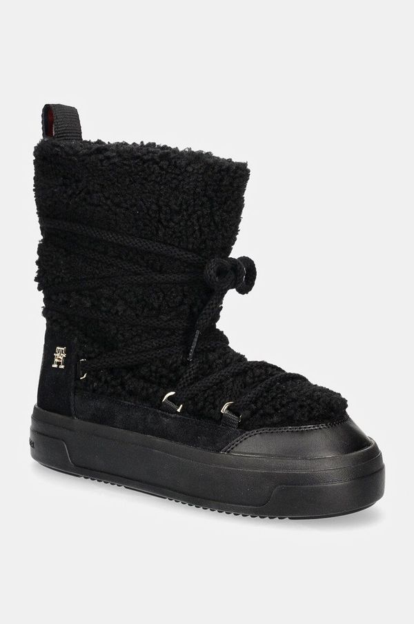 Tommy Hilfiger Snežke Tommy Hilfiger LACE-UP FAUX SHEARLING SNOWBOOT črna barva, FW0FW08252